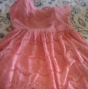 Strapless corset style lace dress